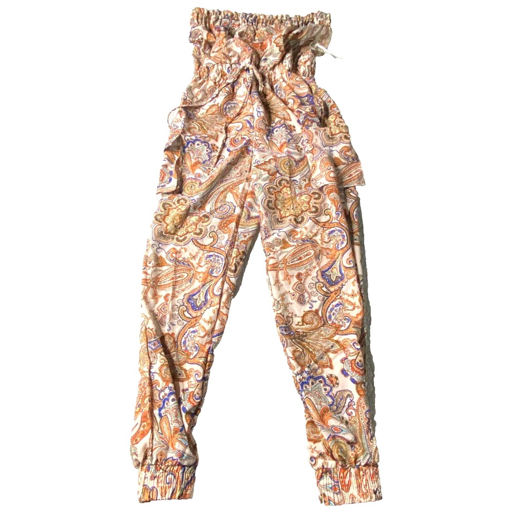 Rosevelvet Strapless multicolor Jumpsuit Tie Waist Cinched Ankle Size Small NWT